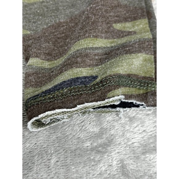 Z Supply Camo Sweater M Long Sleeve Crew Neck Distressed Hem Weekender Boho Slit - Picture 6 of 11